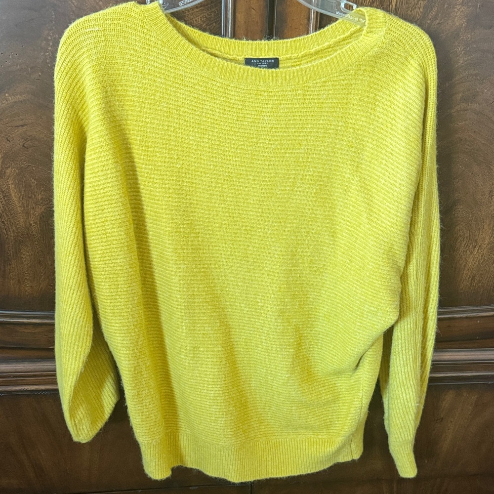 Ann Taylor Vibrant Yellow Crew Neck Sweater